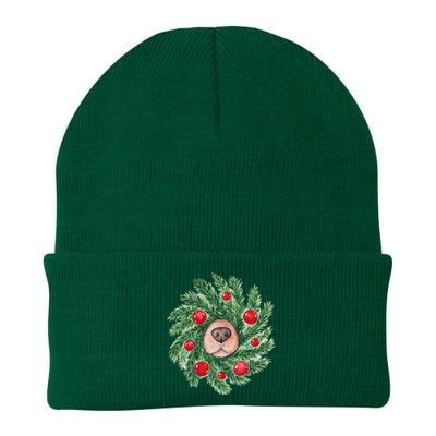 Cute Dog Nose Christmas Wreath Christmas Dog Mom Dog Lover Knit Cap Winter Beanie