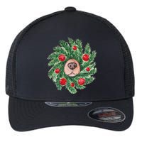 Cute Dog Nose Christmas Wreath Christmas Dog Mom Dog Lover Flexfit Unipanel Trucker Cap