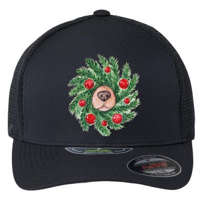 Cute Dog Nose Christmas Wreath Christmas Dog Mom Dog Lover Flexfit Unipanel Trucker Cap