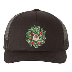 Cute Dog Nose Christmas Wreath Christmas Dog Mom Dog Lover Yupoong Adult 5-Panel Trucker Hat