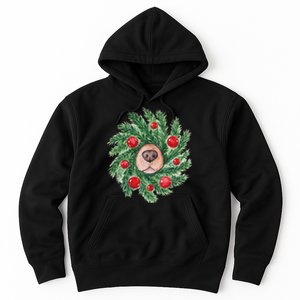 Cute Dog Nose Christmas Wreath Christmas Dog Mom Dog Lover Hoodie