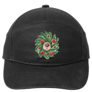 Cute Dog Nose Christmas Wreath Christmas Dog Mom Dog Lover 7-Panel Snapback Hat