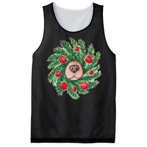 Cute Dog Nose Christmas Wreath Christmas Dog Mom Dog Lover Mesh Reversible Basketball Jersey Tank