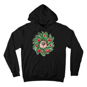 Cute Dog Nose Christmas Wreath Christmas Dog Mom Dog Lover Tall Hoodie