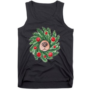 Cute Dog Nose Christmas Wreath Christmas Dog Mom Dog Lover Tank Top