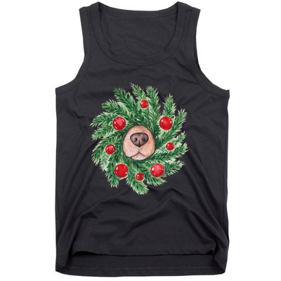 Cute Dog Nose Christmas Wreath Christmas Dog Mom Dog Lover Tank Top