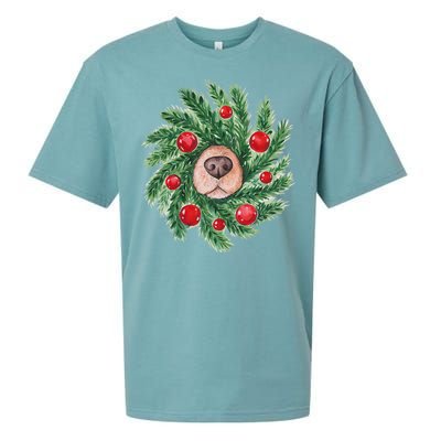 Cute Dog Nose Christmas Wreath Christmas Dog Mom Dog Lover Sueded Cloud Jersey T-Shirt