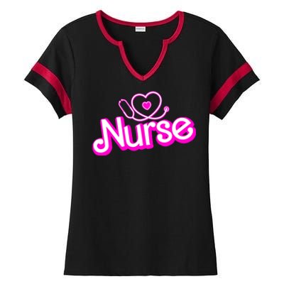 Cute Doll Nurse Ladies Halftime Notch Neck Tee