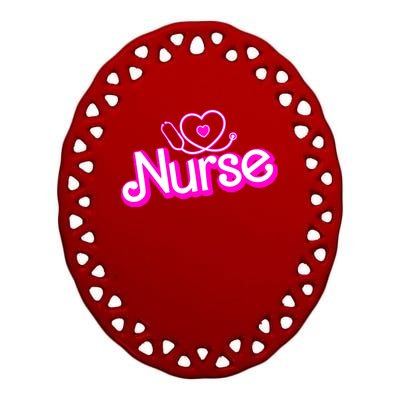 Cute Doll Nurse Ceramic Oval Ornament