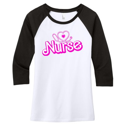 Cute Doll Nurse Women's Tri-Blend 3/4-Sleeve Raglan Shirt