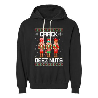 Crack Deez Nuts Ugly Christmas Sweater Xmas Nutcracker Garment-Dyed Fleece Hoodie