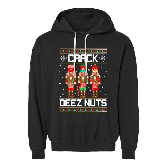 Crack Deez Nuts Ugly Christmas Sweater Xmas Nutcracker Garment-Dyed Fleece Hoodie