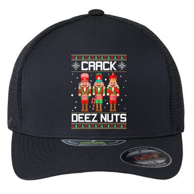 Crack Deez Nuts Ugly Christmas Sweater Xmas Nutcracker Flexfit Unipanel Trucker Cap