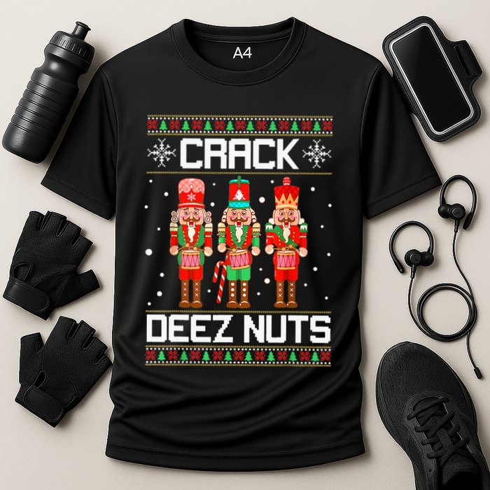 Crack Deez Nuts Ugly Christmas Sweater Xmas Nutcracker Performance Shirt