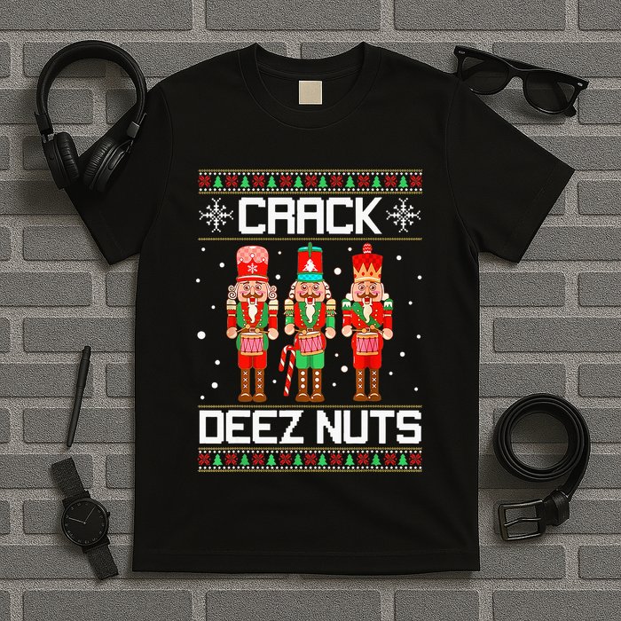 Crack Deez Nuts Ugly Christmas Sweater Xmas Nutcracker T-Shirt