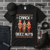 Crack Deez Nuts Ugly Christmas Sweater Xmas Nutcracker Tall T-Shirt
