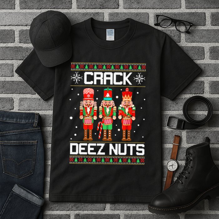 Crack Deez Nuts Ugly Christmas Sweater Xmas Nutcracker Tall T-Shirt