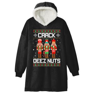 Crack Deez Nuts Ugly Christmas Sweater Xmas Nutcracker Hooded Wearable Blanket