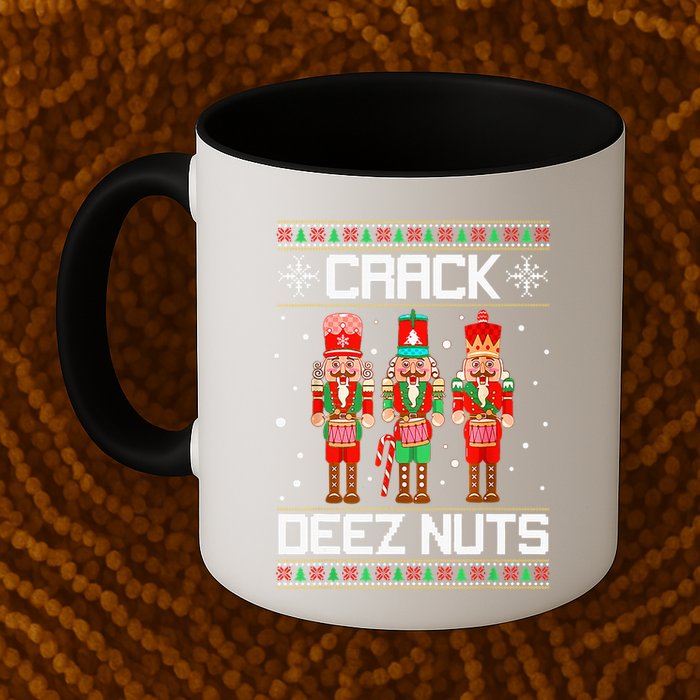 Crack Deez Nuts Ugly Christmas Sweater Xmas Nutcracker Mug