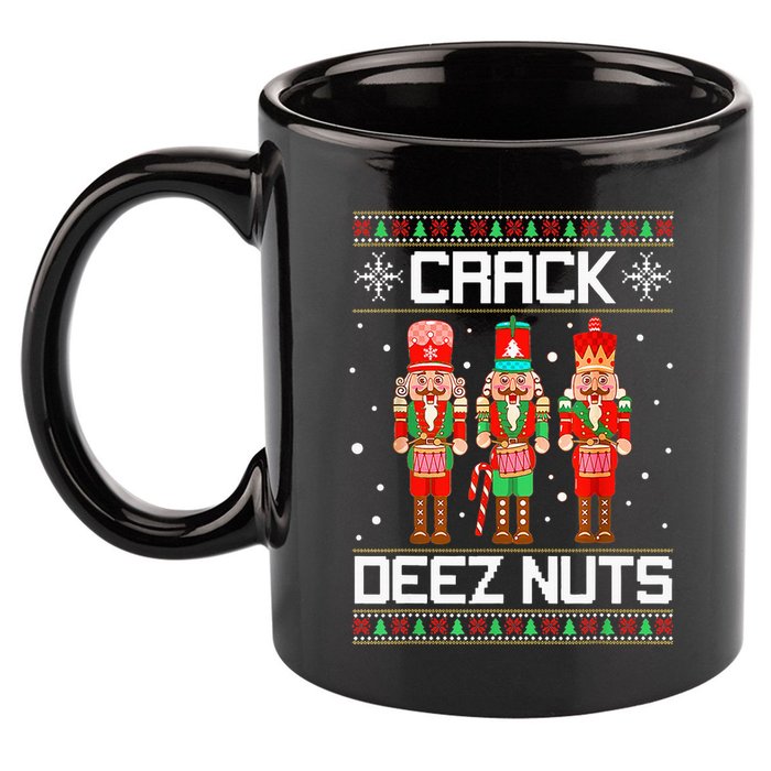 Crack Deez Nuts Ugly Christmas Sweater Xmas Nutcracker 11oz C Handle Ceramic Mug