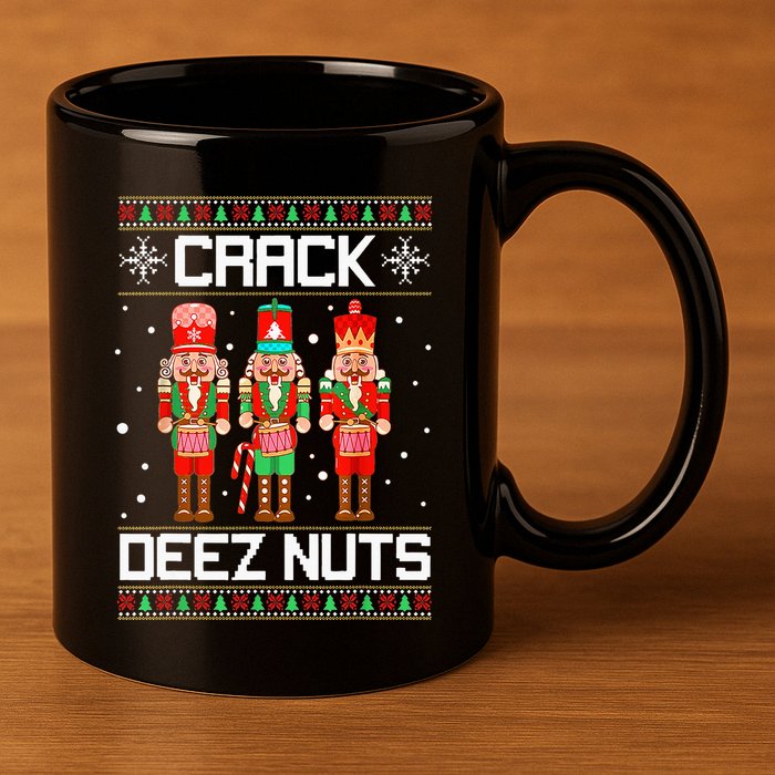 Crack Deez Nuts Ugly Christmas Sweater Xmas Nutcracker 11oz C Handle Ceramic Mug
