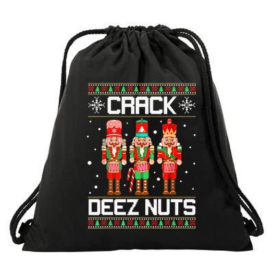 Crack Deez Nuts Ugly Christmas Sweater Xmas Nutcracker Drawstring Bag