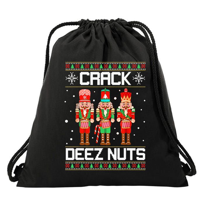 Crack Deez Nuts Ugly Christmas Sweater Xmas Nutcracker Drawstring Bag