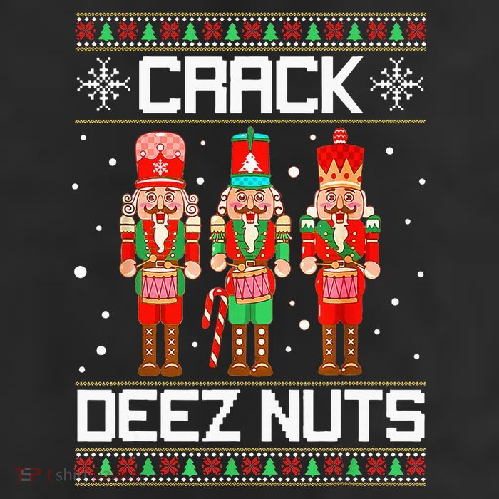 Crack Deez Nuts Ugly Christmas Sweater Xmas Nutcracker 25L Jumbo Tote