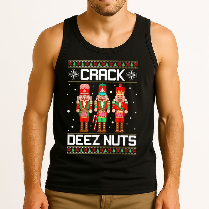 Crack Deez Nuts Ugly Christmas Sweater Xmas Nutcracker Tank Top