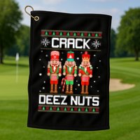 Crack Deez Nuts Ugly Christmas Sweater Xmas Nutcracker Golf Towel