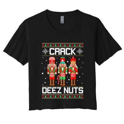 Crack Deez Nuts Ugly Christmas Sweater Xmas Nutcracker Crop Top