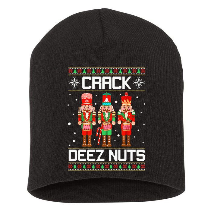 Crack Deez Nuts Ugly Christmas Sweater Xmas Nutcracker Short Acrylic Beanie