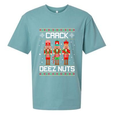 Crack Deez Nuts Ugly Christmas Sweater Xmas Nutcracker Sueded Cloud Jersey T-Shirt
