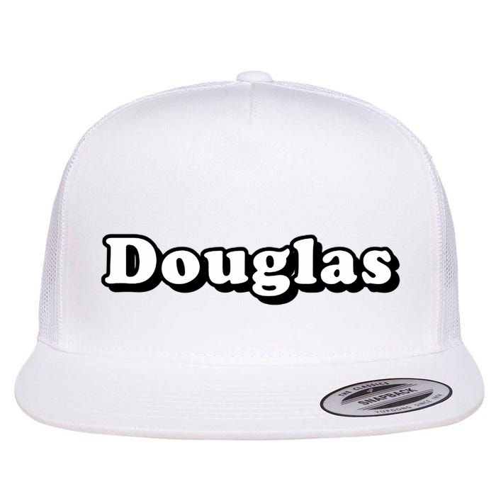 Classic Douglas Name Design Distinct Bold Font Flat Bill Trucker Hat