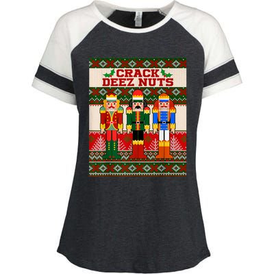 Crack Deez Nuts Nutcracker Ugly Christmas Sweater Funny Xmas Enza Ladies Jersey Colorblock Tee