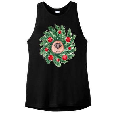 Cute Dog Nose Christmas Wreath Christmas Dog Mom Dog Lover Ladies PosiCharge Tri-Blend Wicking Tank