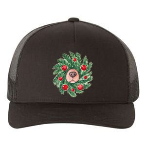 Cute Dog Nose Christmas Wreath Christmas Dog Mom Dog Lover Yupoong Adult 5-Panel Trucker Hat