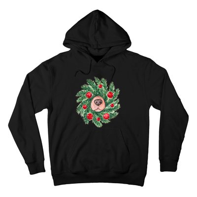 Cute Dog Nose Christmas Wreath Christmas Dog Mom Dog Lover Hoodie