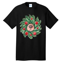 Cute Dog Nose Christmas Wreath Christmas Dog Mom Dog Lover Tall T-Shirt