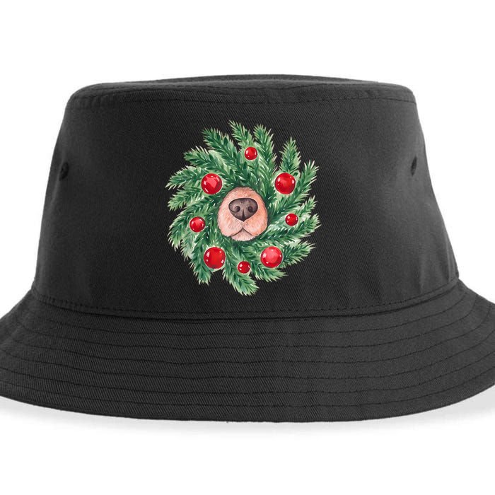 Cute Dog Nose Christmas Wreath Christmas Dog Mom Dog Lover Sustainable Bucket Hat