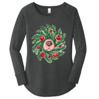 Cute Dog Nose Christmas Wreath Christmas Dog Mom Dog Lover Women's Perfect Tri Tunic Long Sleeve Shirt