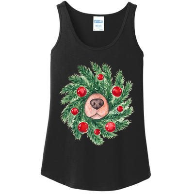 Cute Dog Nose Christmas Wreath Christmas Dog Mom Dog Lover Ladies Essential Tank