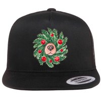 Cute Dog Nose Christmas Wreath Christmas Dog Mom Dog Lover Flat Bill Trucker Hat