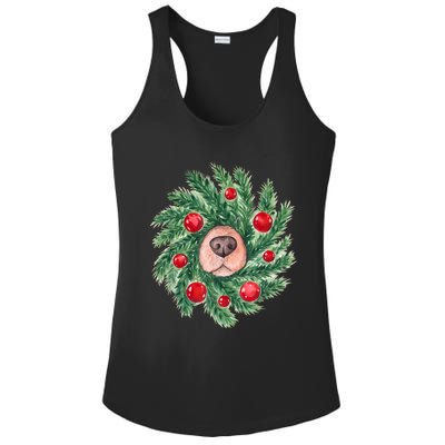 Cute Dog Nose Christmas Wreath Christmas Dog Mom Dog Lover Ladies PosiCharge Competitor Racerback Tank