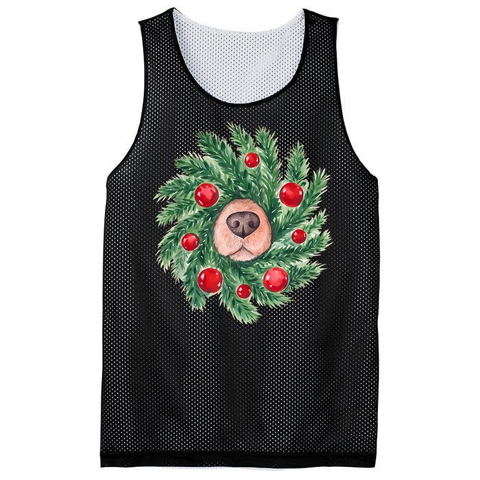 Cute Dog Nose Christmas Wreath Christmas Dog Mom Dog Lover Mesh Reversible Basketball Jersey Tank