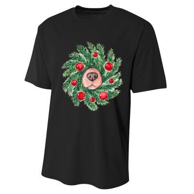 Cute Dog Nose Christmas Wreath Christmas Dog Mom Dog Lover Performance Sprint T-Shirt