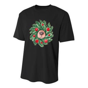 Cute Dog Nose Christmas Wreath Christmas Dog Mom Dog Lover Youth Performance Sprint T-Shirt