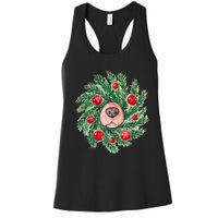 Cute Dog Nose Christmas Wreath Christmas Dog Mom Dog Lover Women's Racerback Tank