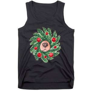 Cute Dog Nose Christmas Wreath Christmas Dog Mom Dog Lover Tank Top