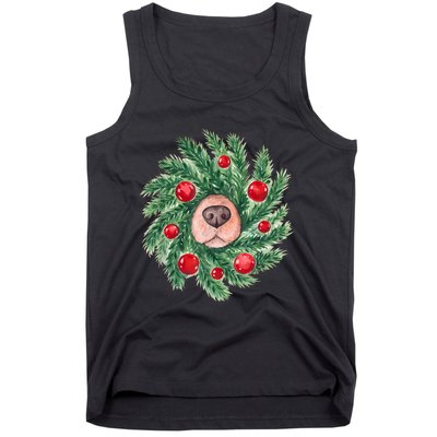 Cute Dog Nose Christmas Wreath Christmas Dog Mom Dog Lover Tank Top